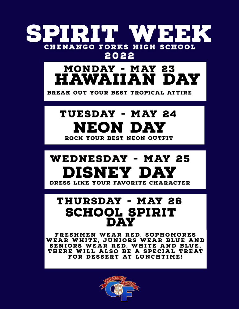 High School Spirit Week Schedule 