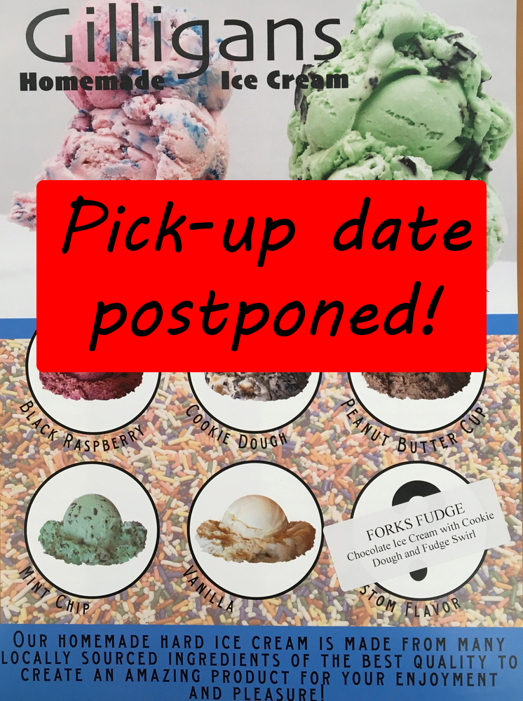 Gilligan's Ice Cream Pick-up Date Postponed
